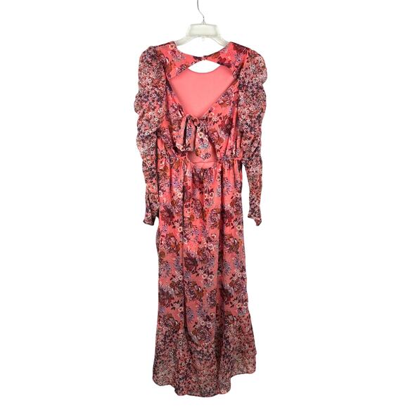Revolve NSR Floral Maxi Dress Puff Sleeve Pink Garden Fairy Wedding Guest M - Picture 3 of 7
